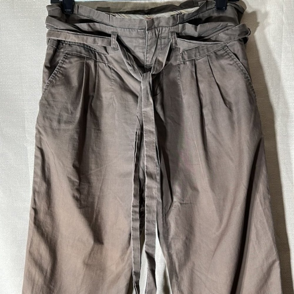 Cartonnier Anthropologie Olive Green Paperbag Tie Waist Cotton Pants size 2